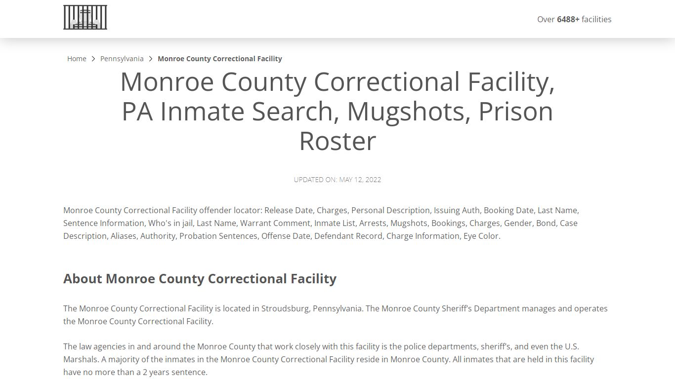 Monroe County Correctional Facility, PA Inmate Search ...
